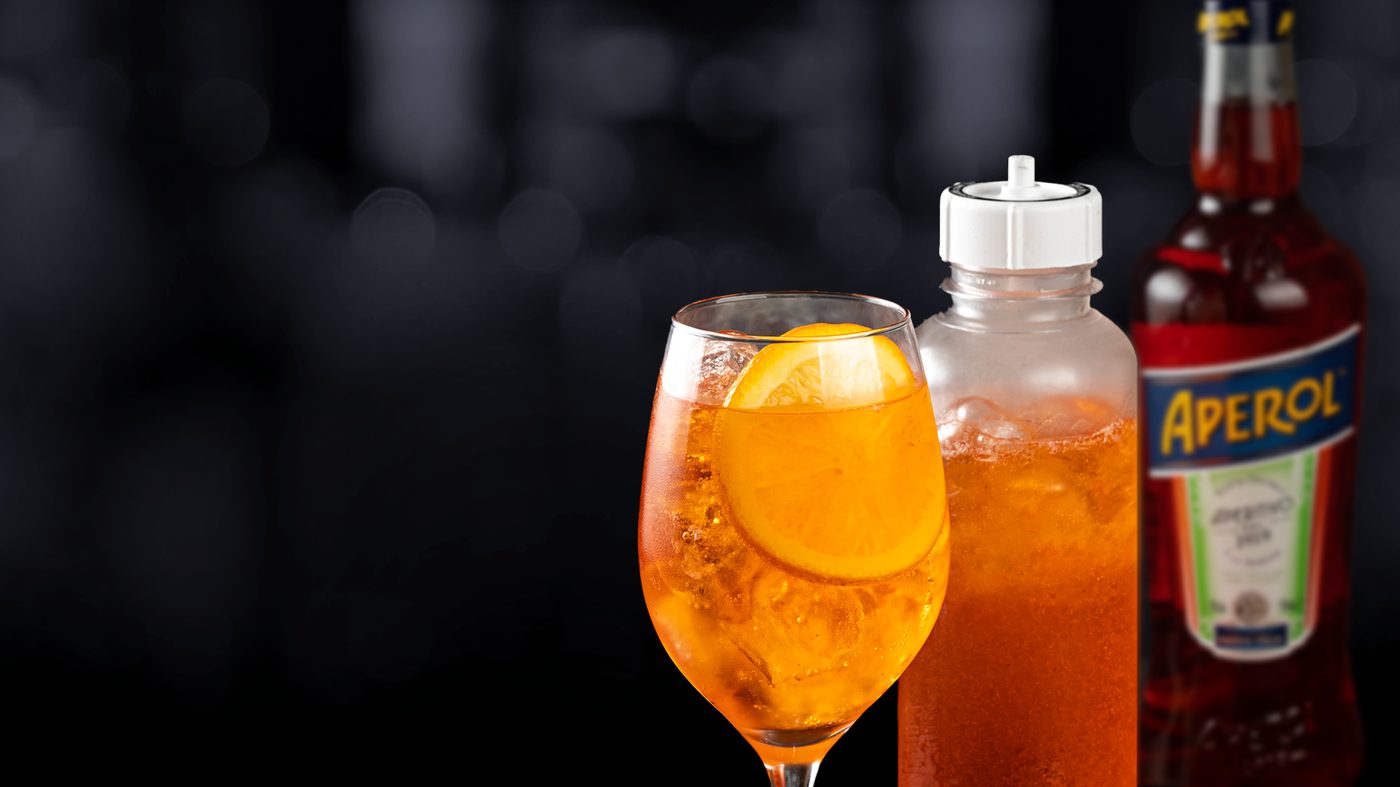 A perfectly carbonated Aperol Spritz made with Preshh GO